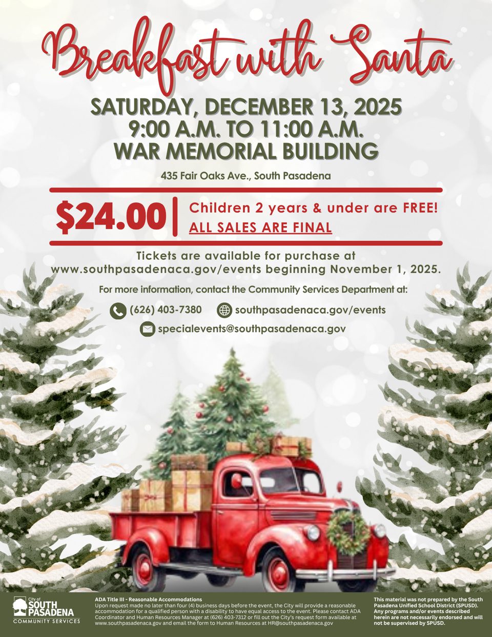 | The South Pasadenan | South Pasadena News PHOTO: South Pasadena Community Services Department | The South Pasadenan | Breakfast with Santa