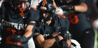 PHOTO: Dan Rider | The South Pasadenan | South Pasadena High returned to action turning away visiting Pasadena Poly 55-7 in the Rio Hondo League football season opener for both teams.