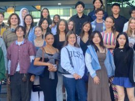 SPHS French students & teacher Deborah Mogel outside of the Directors Guild of America during a field trip. (Photo Courtesy of Shelee Luna)