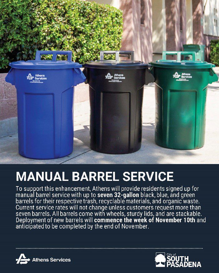 PHOTO: City of South Pasadena | The South Pasadenan | New Barrel Deployment Begins November 10 in South Pasadena