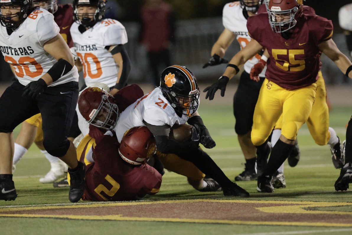 | The South Pasadenan | South Pasadena News PHOTO: Dan Rider | The South Pasadenan | It took South Pasadena High nearly 50 years to celebrate its first outright Rio Hondo League football championship Friday night, as the Tigers turned away La Cañada 28-10 on the road.
