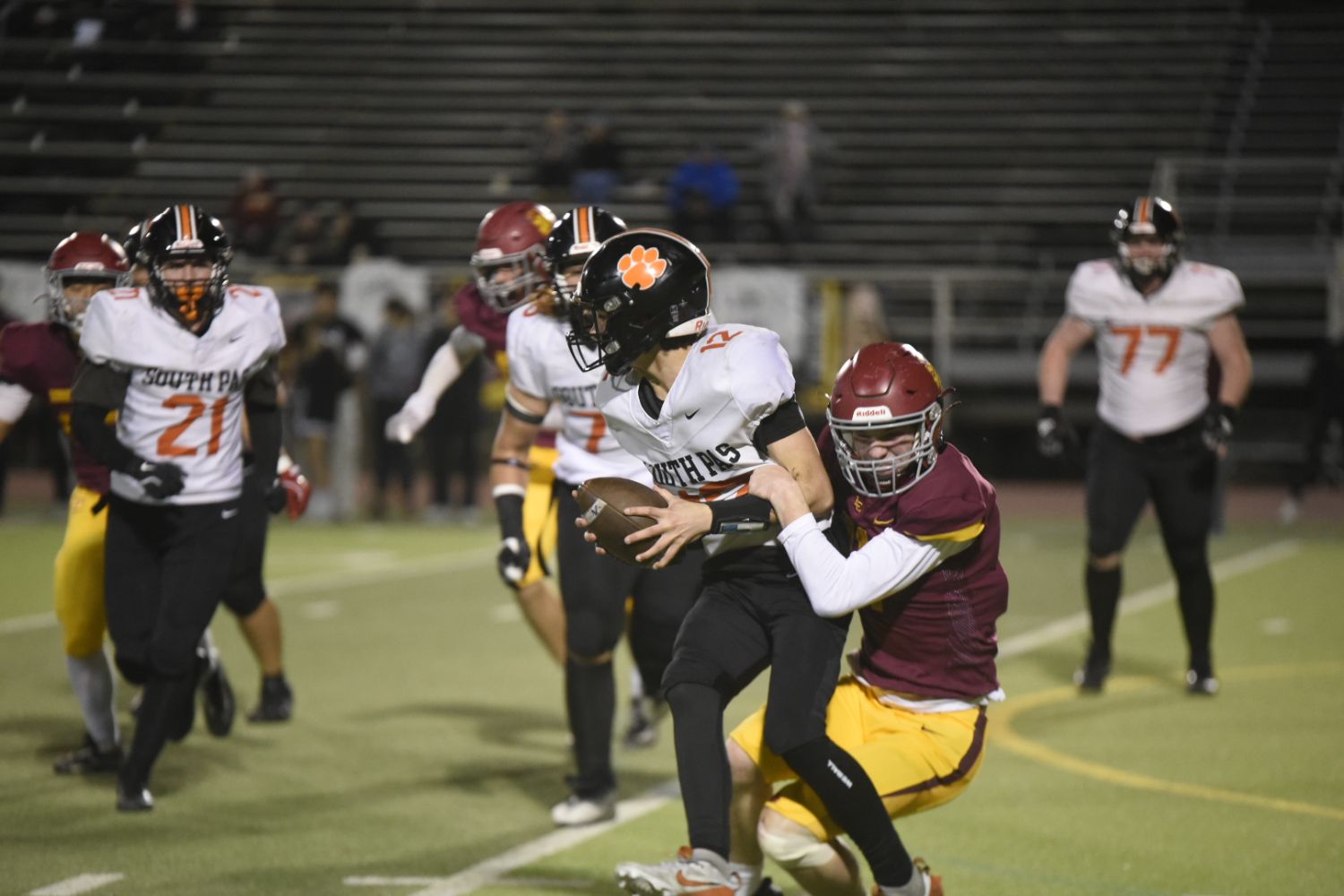 PHOTO: J.Ruiz | The South Pasadenan | It took South Pasadena High nearly 50 years to celebrate its first outright Rio Hondo League football championship Friday night, as the Tigers turned away La Cañada 28-10 on the road.