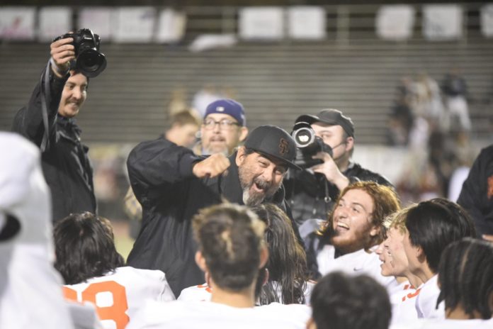 PHOTO: J.Ruiz | The South Pasadenan | It took South Pasadena High nearly 50 years to celebrate its first outright Rio Hondo League football championship Friday night, as the Tigers turned away La Cañada 28-10 on the road.
