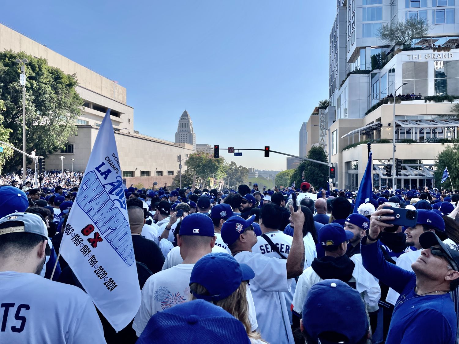 PHOTO: Katrina Perez | South Pasadenan News | LA Dodgers Victory Parade November 1, 2024: An estimated 2-million fans showed up for a long-awaited parade in downtown Los Angeles, and 40,000-plus came out to Dodger Stadium for the rally.