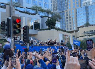 PHOTO: Katrina Perez | South Pasadenan News | LA Dodgers Victory Parade November 1, 2024: An estimated 2-million fans showed up for a long-awaited parade in downtown Los Angeles, and 40,000-plus came out to Dodger Stadium for the rally. Omari Ferguson: https://www.voteferguson.org