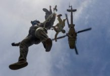 Marine Corps Birthday 2024 | Celebrating 249 Years of Honor, Valor, & Enduring Strength PHOTO: USMC Cpl. Kyle Chan. HMLA-367 supports helicopter rope suspension training.