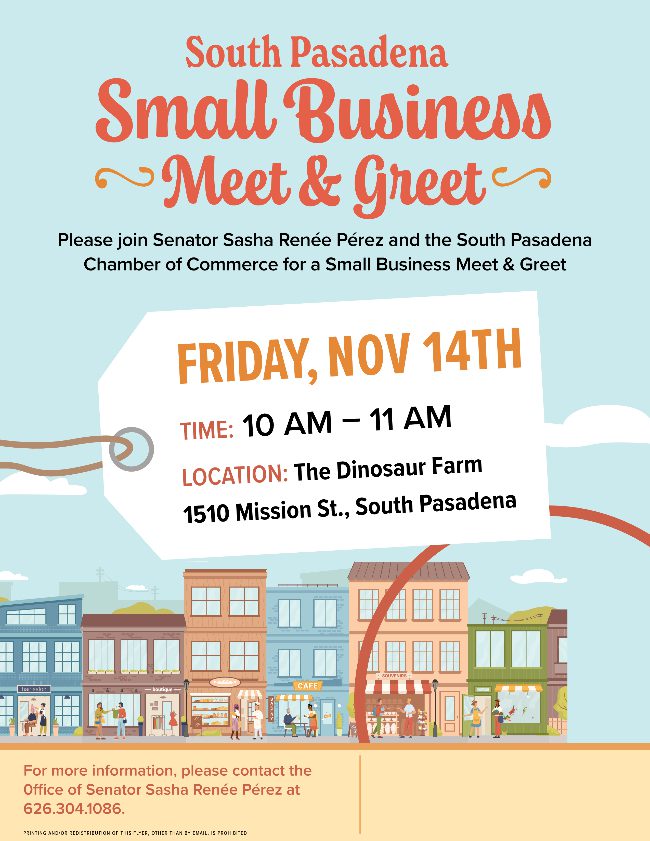 PHOTO: South Pasadena Chamber of Commerce | The South Pasadenan | Meet-and-Greet with Senator Sasha Renee Perez
