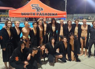 PHOTO: CB Richards South Pasadena High’s varsity water polo term advance to the CIF-Southern Section finals Tuesday night with a 15-10 victory over Diamond Bar in the semi-finals.