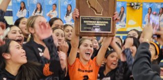 PHOTO: CB Richards | The South Pasadenan | GIRLS VOLLEYBALL CHAMPS: South Pasadena High had a stunning comeback win over host Walnut Tuesday night at the CIF State Division IV Regional championship.