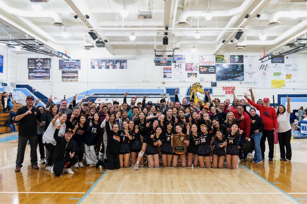 PHOTO: CB Richards | The South Pasadenan | GIRLS VOLLEYBALL CHAMPS: South Pasadena High had a stunning comeback win over host Walnut Tuesday night at the CIF State Division IV Regional championship.