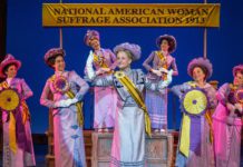 PHOTO: Joan Marcus | The South Pasadenan | ​​​​​​Marya Grandy (Carrie Chapman Catt) and company in the First National Touring Company of SUFFS