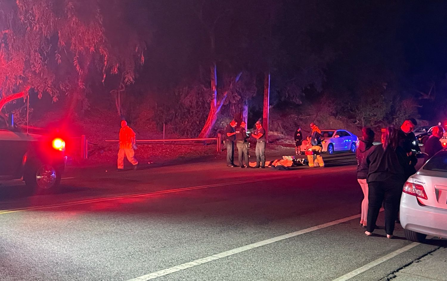 | The South Pasadenan | South Pasadena News PHOTO: Steven Lawrence | The South Pasadenan News | Fatality accident: person hit by car on Marmion Way Thursday night.