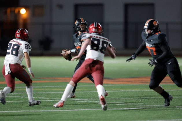 PHOTO: Dan Rider | The South Pasadenan | CIF-Southern Section Playoffs: The Tigers turned away Jurupa Valley of San Bernardino County 35-28 in first round CIF-Southern Section Division 10 football action at home Friday night. Round two is coming up next week as South Pasadena sets its sights on a CIF title.