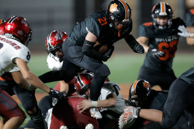 PHOTO: Dan Rider | The South Pasadenan | CIF-Southern Section Playoffs: The Tigers turned away Jurupa Valley of San Bernardino County 35-28 in first round CIF-Southern Section Division 10 football action at home Friday night. Round two is coming up next week as South Pasadena sets its sights on a CIF title.