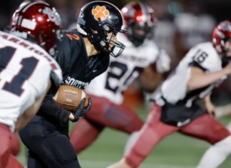 PHOTO: Dan Rider | The South Pasadenan | CIF-Southern Section Playoffs: The Tigers turned away Jurupa Valley of San Bernardino County 35-28 in first round CIF-Southern Section Division 10 football action at home Friday night. Round two is coming up next week as South Pasadena sets its sights on a CIF title.