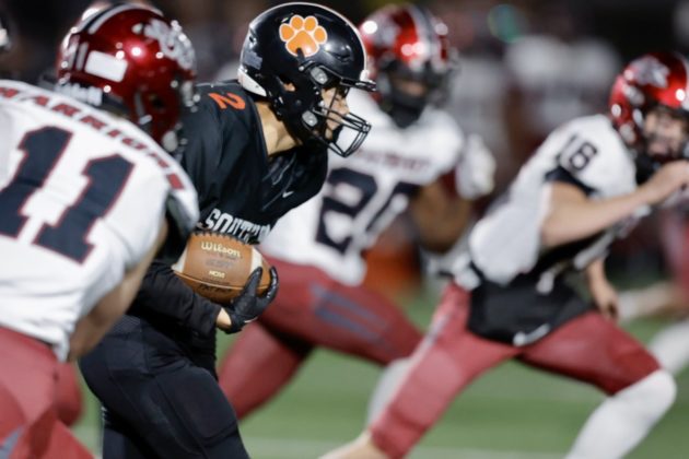 PHOTO: Dan Rider | The South Pasadenan | CIF-Southern Section Playoffs: The Tigers turned away Jurupa Valley of San Bernardino County 35-28 in first round CIF-Southern Section Division 10 football action at home Friday night. Round two is coming up next week as South Pasadena sets its sights on a CIF title.