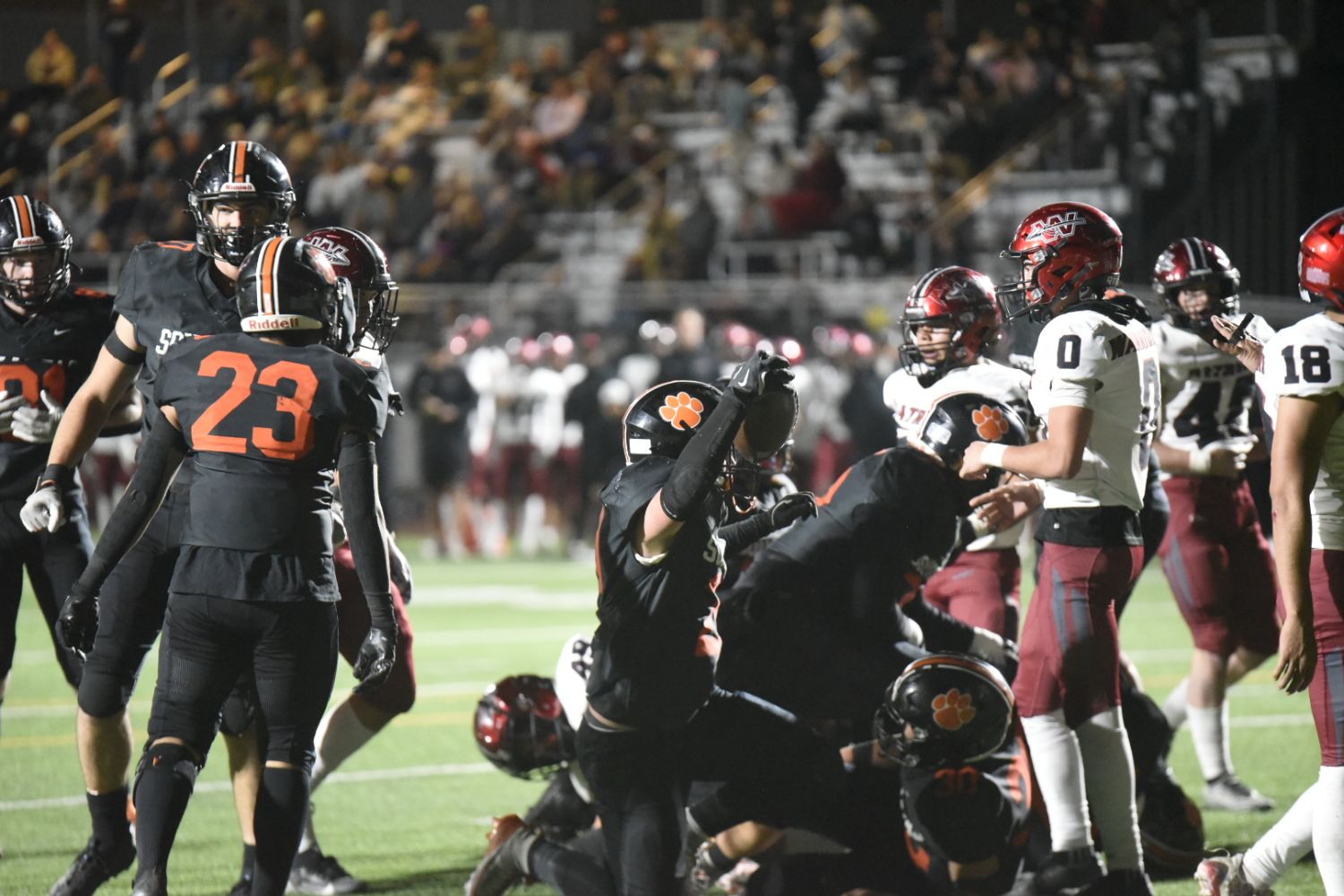 | The South Pasadenan | South Pasadena News PHOTO: J Ruiz | The South Pasadenan | CIF-Southern Section Playoffs: The Tigers turned away Jurupa Valley of San Bernardino County 35-28 in first round CIF-Southern Section Division 10 football action at home Friday night. Round two is coming up next week as South Pasadena sets its sights on a CIF title.