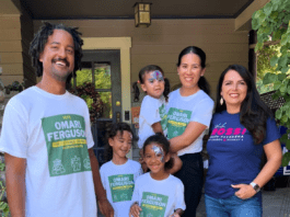 PHOTO: Omari Ferguson (LFT) and Sheila Rossi (RT) with Omari's family (middle) during the 2024 City Council Election Campaign.