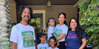 PHOTO: Omari Ferguson (LFT) and Sheila Rossi (RT) with Omari's family (middle) during the 2024 City Council Election Campaign.