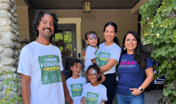 PHOTO: Omari Ferguson (LFT) and Sheila Rossi (RT) with Omari's family (middle) during the 2024 City Council Election Campaign.
