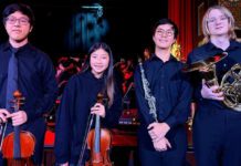 SPUSD Snapshot | SPMS & SPHS Students Selected for 2026 California All-State Ensembles PHOTO: SPUSD | The South Pasadenan | Pictured left to right: Aiden Lee, Abigail Keum, Justin Kim, and Wilson Jaroch prepare for their performances during the Winter Choir Concert.