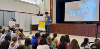 PHOTO: SPUSD | The South Pasadenan | Luke Matheny presented to fourth graders during an assembly at Marengo Elementary School.