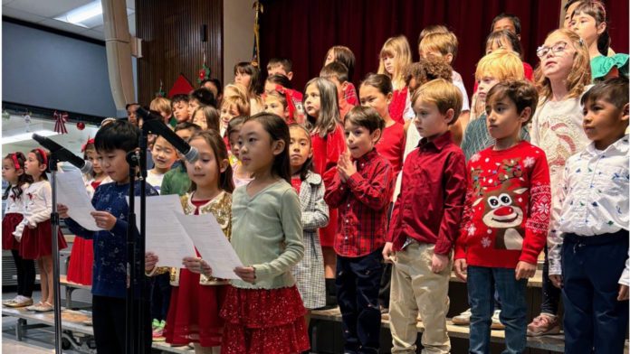 PHOTO: SPUSD | The South Pasadenan | Monterey Hills Elementary students perform during the first show of the Winter Sing.