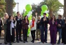 NEW POCKET PARKS NOW OPEN | Grevelia & Dr. Beatriz Solis Celebrated at Dec. 17 Ribbon Cutting Photos by City of South Pasadena | The South Pasadenan | Local, county, state, and federal representatives attend the ribbon cutting at Dr. Beatriz Solis Memorial Park. Left to right: Gigi Lee, representing Congressmember Judy Chu; Stephanie Campbell, Angeles District/California State Parks; Norma Edith García-González, Los Angeles County Regional Park and Open Space District/County Department of Parks and Recreation; Assemblymember Mike Fong; Los Angeles County Chair Hilda Solis; South Pasadena Mayor (now City Councilmember) Janet Braun; Mohammad Pasebani; Avrin Pasebani; South Pasadena Mayor Pro Tem (now Mayor) Sheila Rossi; South Pasadena City Councilmember Michael Cacciotti; Savannah Moore, representing Los Angeles County Supervisor Kathryn Barger; and South Pasadena City Councilmember (now Mayor Pro Tem) Omari Ferguson.