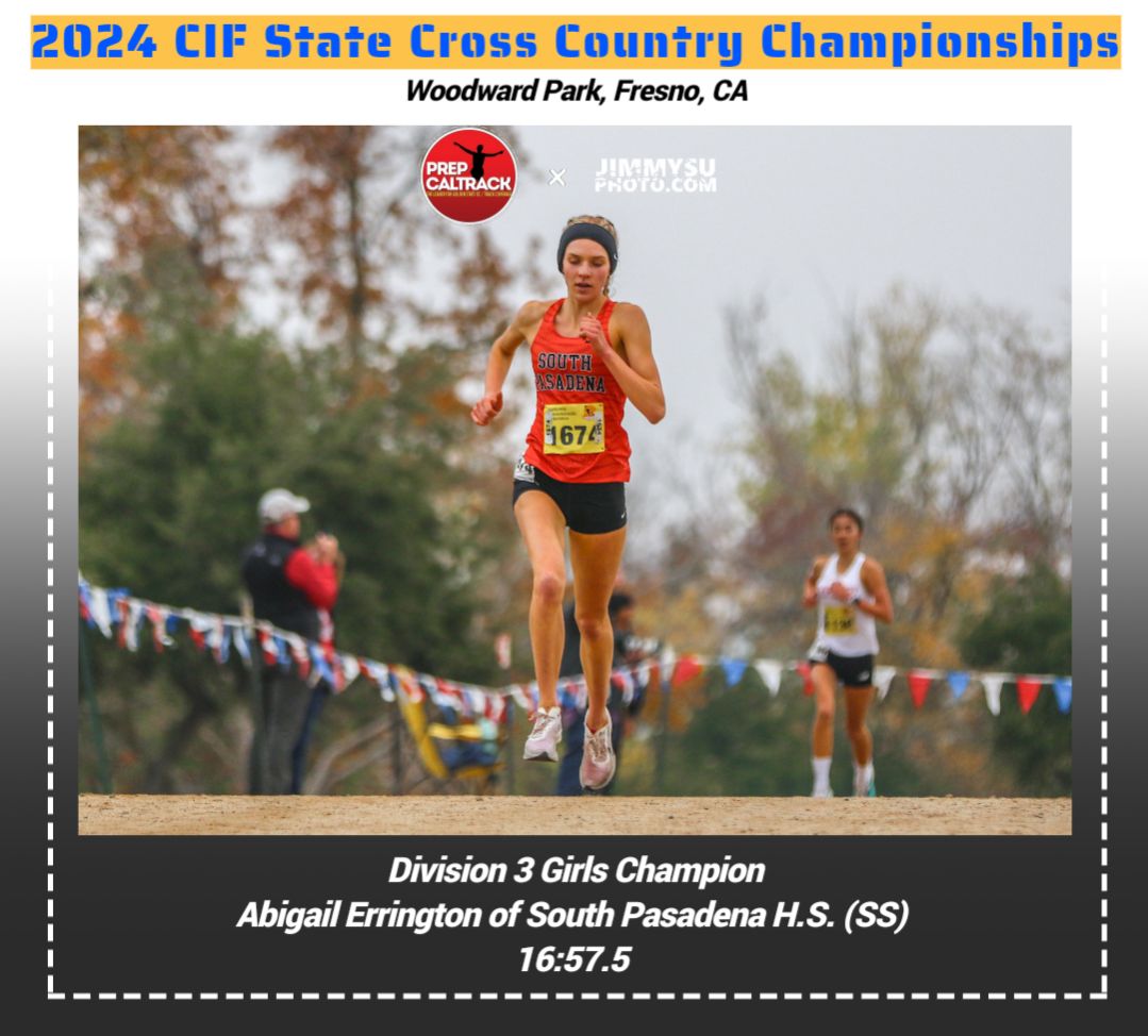 | The South Pasadenan | South Pasadena News PHOTO: Provided by SPHS | South Pasadena High’s girls’ cross country team won the CIF-Southern Section Division 3 state title in Fresno this year, helped significantly by Abigale Errington’s first place finish. On a roll, the school won seven key CIF awards over a two week span, marking a monumental achievement.