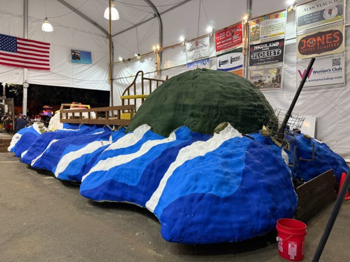 PHOTO: South Pasadena Tournament of Roses Team | Volunteers are putting in long hours building and decorating South Pasadena’s float in time for the 136 Rose Parade down Pasadena’s Colorado Avenue on New Year’s Day.