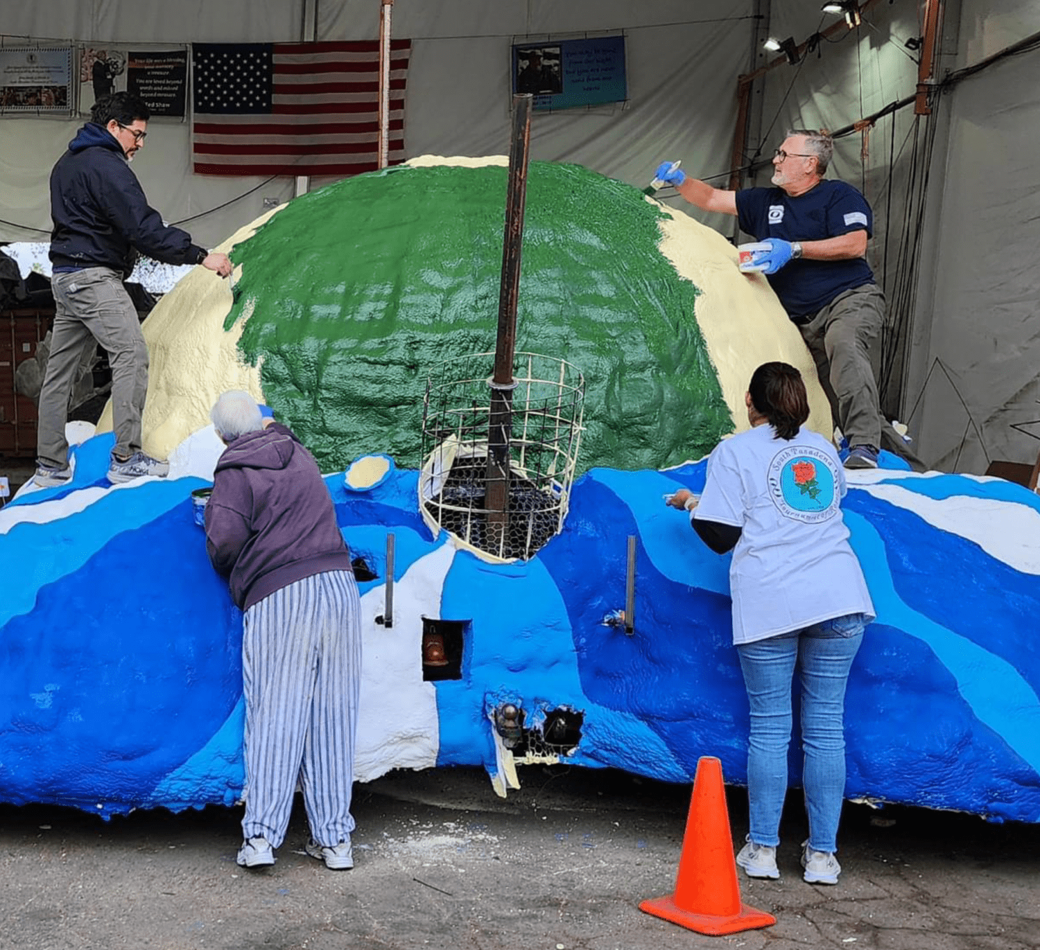 PHOTO: South Pasadena Tournament of Roses Team | Volunteers are putting in long hours building and decorating South Pasadena’s float in time for the 136 Rose Parade down Pasadena’s Colorado Avenue on New Year’s Day.