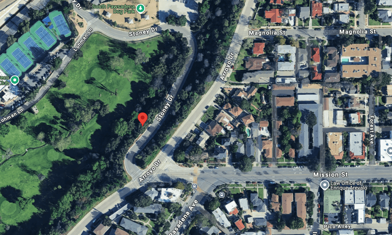 google maps | Dead person found on Stoney Drive Thursday. South Pasadena Police investigating.