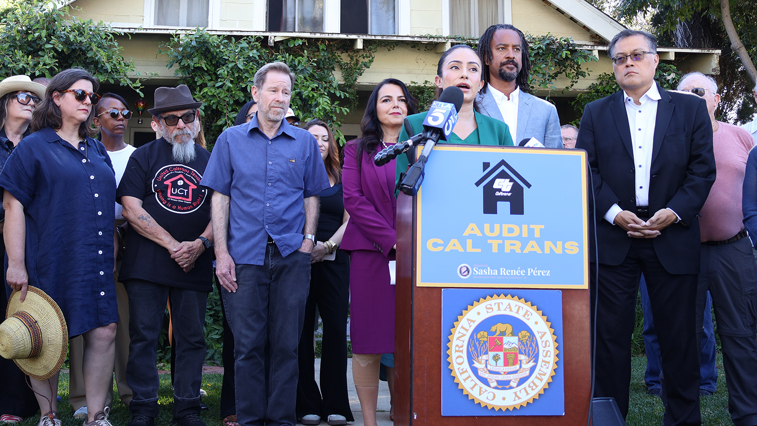 PHOTO: Office of Sen. Perez | Sen. Sasha Perez at the podium in South Pasadena announcing the audit legislation before the trip to Sacramento. The action by the Joint Legislative Audit Committee follows a coordinated push led by Pérez, who, alongside Assemblymember Mike Fong and local leaders, publicly called for the audit just days earlier after hearing extensive complaints from residents across the 710 corridor.