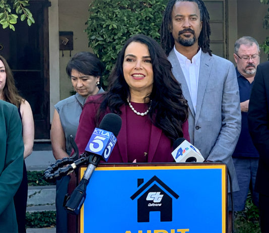 South Pasadena Sheila Rossi at the press conference in South Pasadena with State Senator Sahsa Rene Perez announcing the audit legislation days before the trip up to Sacramento to testify. Caltrans-owned homes along the former 710 corridor were intended to be sold to tenants under an “Affordable Sales Program,” but residents across Pasadena, South Pasadena, and El Sereno say shifting rules, unclear pricing, and years of delays have left many unable to purchase—while concerns over maintenance, safety, and vacancies persist.
