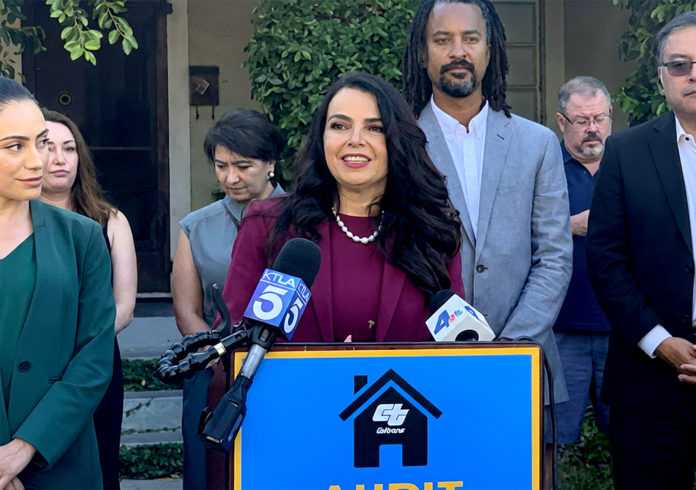 South Pasadena Sheila Rossi at the press conference in South Pasadena with State Senator Sahsa Rene Perez announcing the audit legislation days before the trip up to Sacramento to testify. Caltrans-owned homes along the former 710 corridor were intended to be sold to tenants under an “Affordable Sales Program,” but residents across Pasadena, South Pasadena, and El Sereno say shifting rules, unclear pricing, and years of delays have left many unable to purchase—while concerns over maintenance, safety, and vacancies persist.