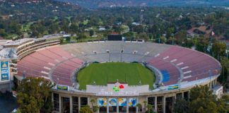 2028 Olympics at The Rose Bowl in Pasadena: PHOTO: RoseBowlStadium.com | "The Rose Bowl is an American outdoor athletic stadium, located in Pasadena, California, a northeast suburb of Los Angeles. Opened in October 1922, the stadium is recognized as a National Historic Landmark and a California Historic Civil Engineering landmark."