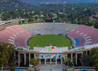 Summer Olympics | Rose Bowl Stadium to Host 2028 Olympic Soccer 2028 Olympics at The Rose Bowl in Pasadena: PHOTO: RoseBowlStadium.com | "The Rose Bowl is an American outdoor athletic stadium, located in Pasadena, California, a northeast suburb of Los Angeles. Opened in October 1922, the stadium is recognized as a National Historic Landmark and a California Historic Civil Engineering landmark."