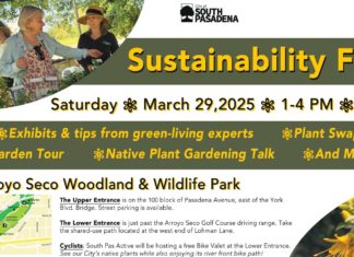 Sustainability Fair, Garden Tour, and Plant Swap Coming! South Pasadena Citywide Event PHOTO: South Pasadena Sustainability Fair 2025 | South Pasadena News | City of South Pasadena in partnership with Friends of South Pasadena Nature Park, and South Pasadena Beautiful (SPB)