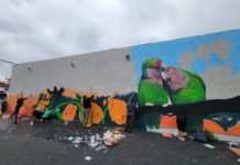 Mural in Altadena: The Altadena Coalition unveils new mural at 409 Woodbury - community building, to rebuild their homes.