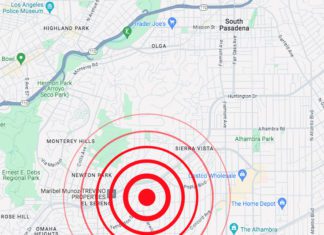 Earthquake Sunday Morning: 2 Miles South-Southwest of South Pasadena Monday Earthquake USGS Modified: 34.086°N 118.168°W. Location is South/Southwest of South Pasadena, near Huntington Drive.
