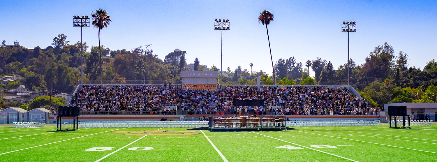 PHOTO: South Pasadena News | Mac Shropshire | SPHS Graduation 2026: Parents and loved ones sit on the bleachers before the seniors walk onto the field.
