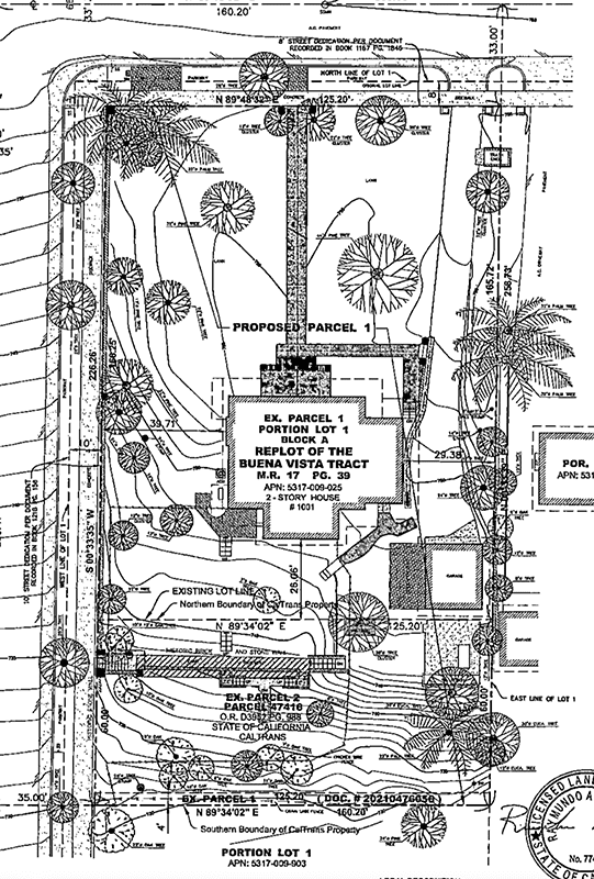 | The South Pasadenan | South Pasadena News Title document line drawing showing principal features of Garfield House parcel.
