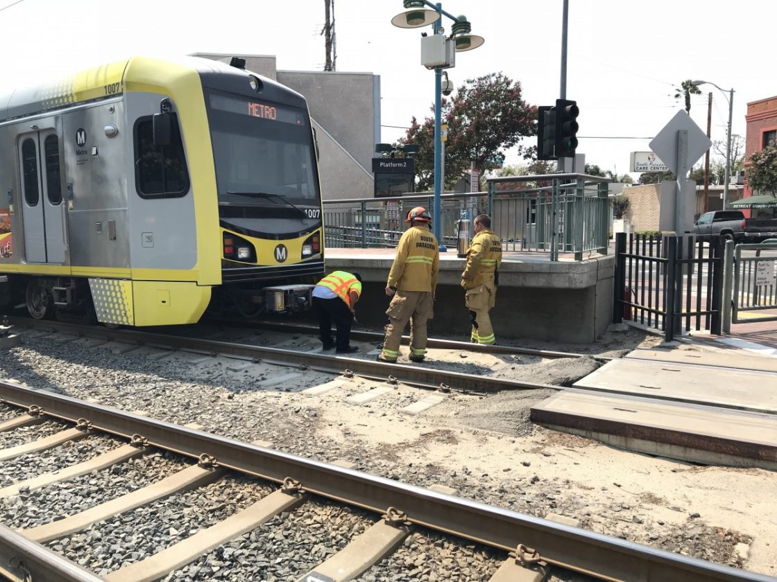 Fire on the Tracks | Metro Gold Line Train at South Pasadena Station ...