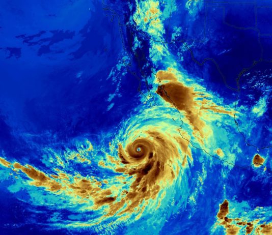Hurricane Rain | Marie’s Arrives In The Neighborhood On Schedule; Then A Swing To Near-Triple-Digit Heat PHOTO: NASA | Satellite image of Hurricane Hilary predawn August 18. The eye of the storm was about 400 miles off the coast of Baja California.