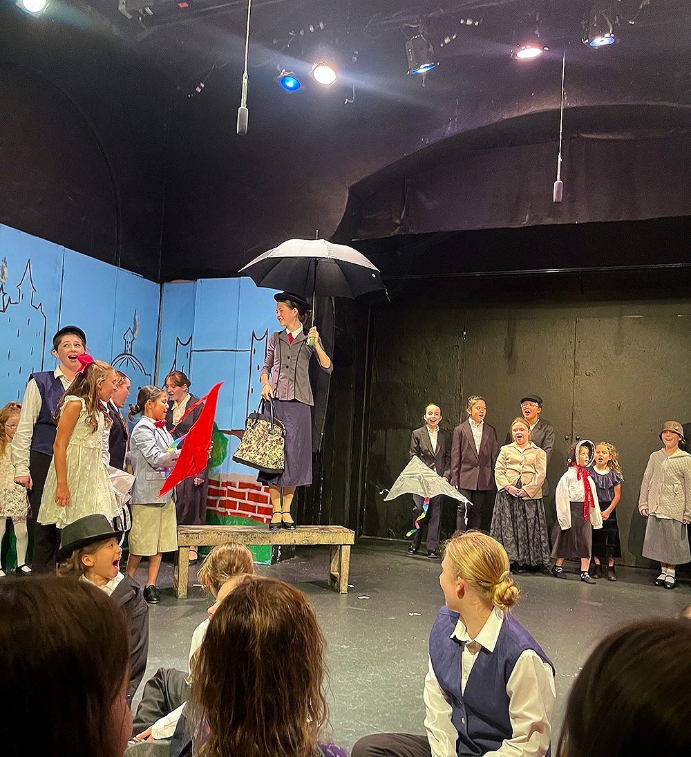 | The South Pasadenan | South Pasadena News PHOTO: YSTA Live Performance of'Mary Poppins, Jr. with the ' Chimney Cast at Fremont Center Theatre, South Pasadena August 9, 2025. Caighsi Currie as Mary Poppins, performing the 'Go Fly a Kite' scene.