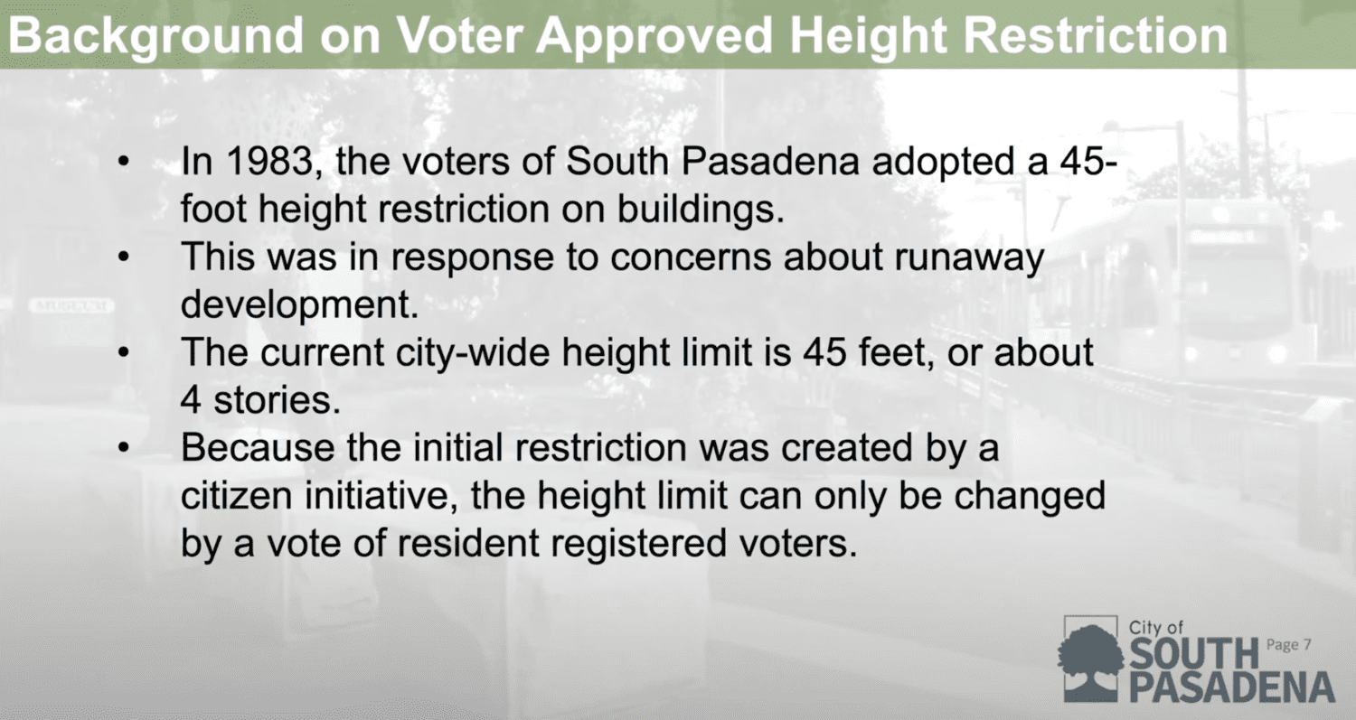 Graphic: City of South Pasadena | Presentation slide from the Housing Virtual Town Hall - June 12, 2024