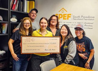 Good News for SPEF! | Hodis Learning Tutoring Gives Back PHOTO: South Pasadena Educational Foundation & Hodis Learning accepting donation as a percentage of tutoring services provided to South Pasadena students and families.