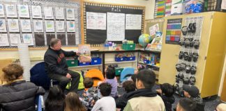 Priya Trachtenberg | SPUSD Snapshot | Superintendent Geoff Yantz reads to third grade students at Monterey Hills Elementary School