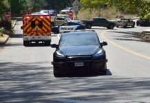 PHOTO: Steven Lawrence | The South Pasadenan News | Structure Fire at Arroyo Park on Marmion Way 1:30pm Sunday. South Pasadena Fire, Los Angeles Fire Departments on scene.