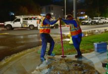 PHOTO: Steven Lawrence | The South Pasadenan News | Major water main burst causes street flooding, and further raises concerns on aging infrastructure. Tens-of-thousnads of gallons of water lost down the drain.